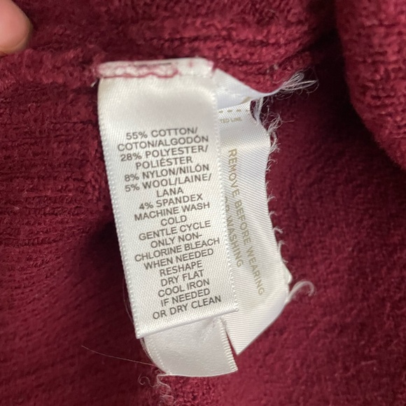 LOFT Women's Size M Petite Maroon Pullover Mock Neck Tunic Wool Blend Sweater - Picture 4 of 6